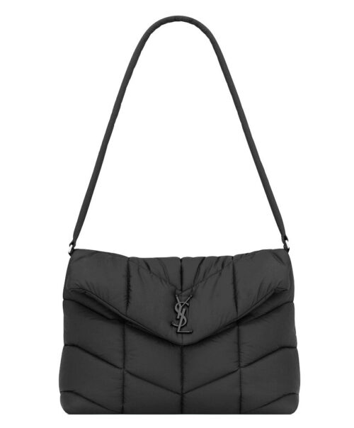 Saint Laurent Puffer Messenger Bag In Econyl Regenerated Nylon Black